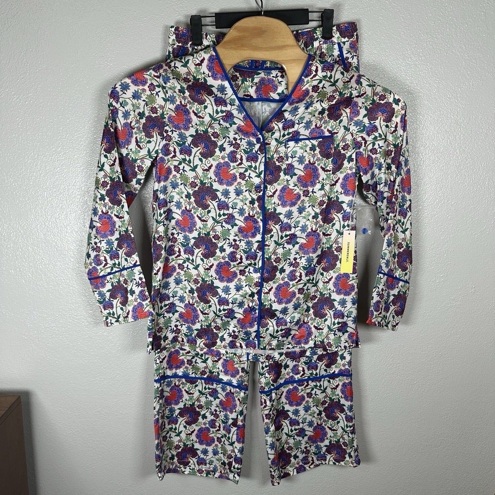 NEW Summersalt Cloud 9 Silky Satin Floral Pajama Set Small Button Up Shirt Pants